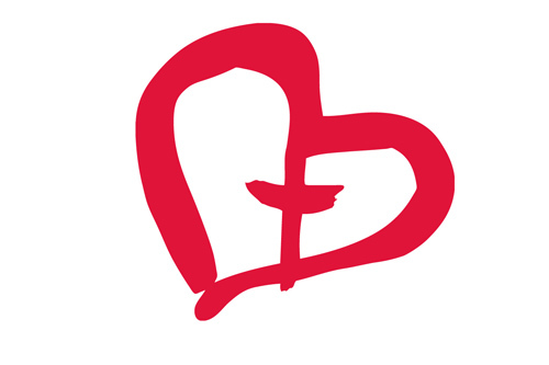 Yhteisvastuun punainen sydän logo risti keskellä.