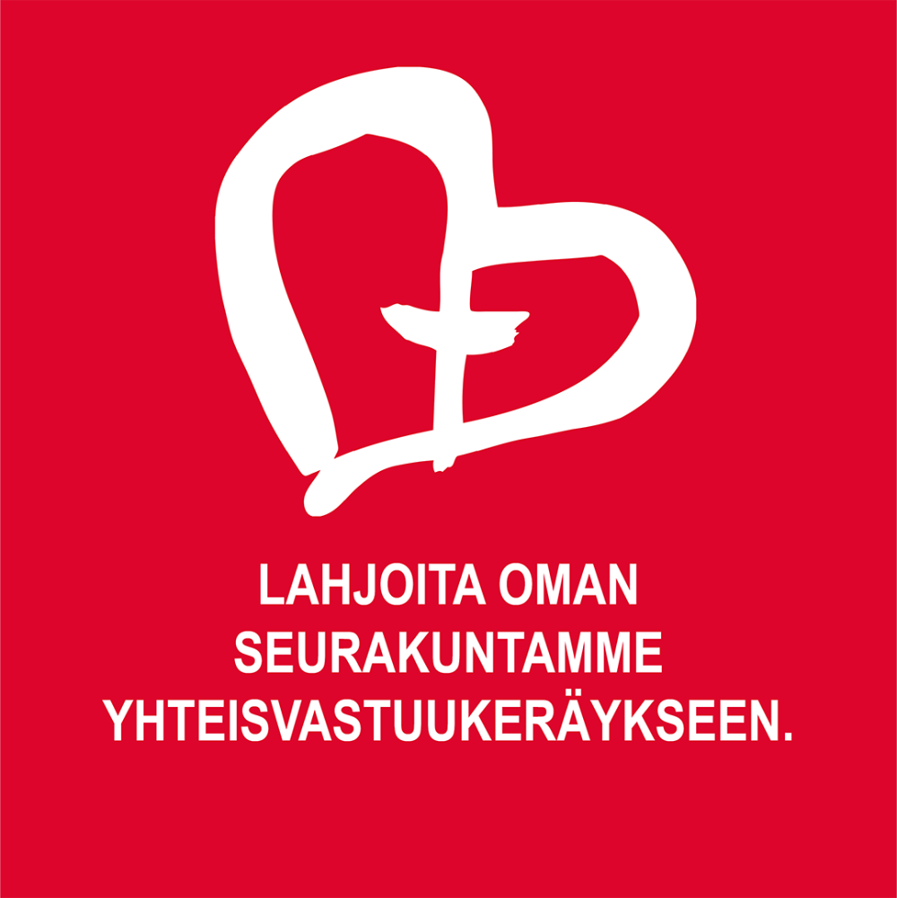 Lahjoita yhteisvastuu logo sydän kuva keskellä risti.